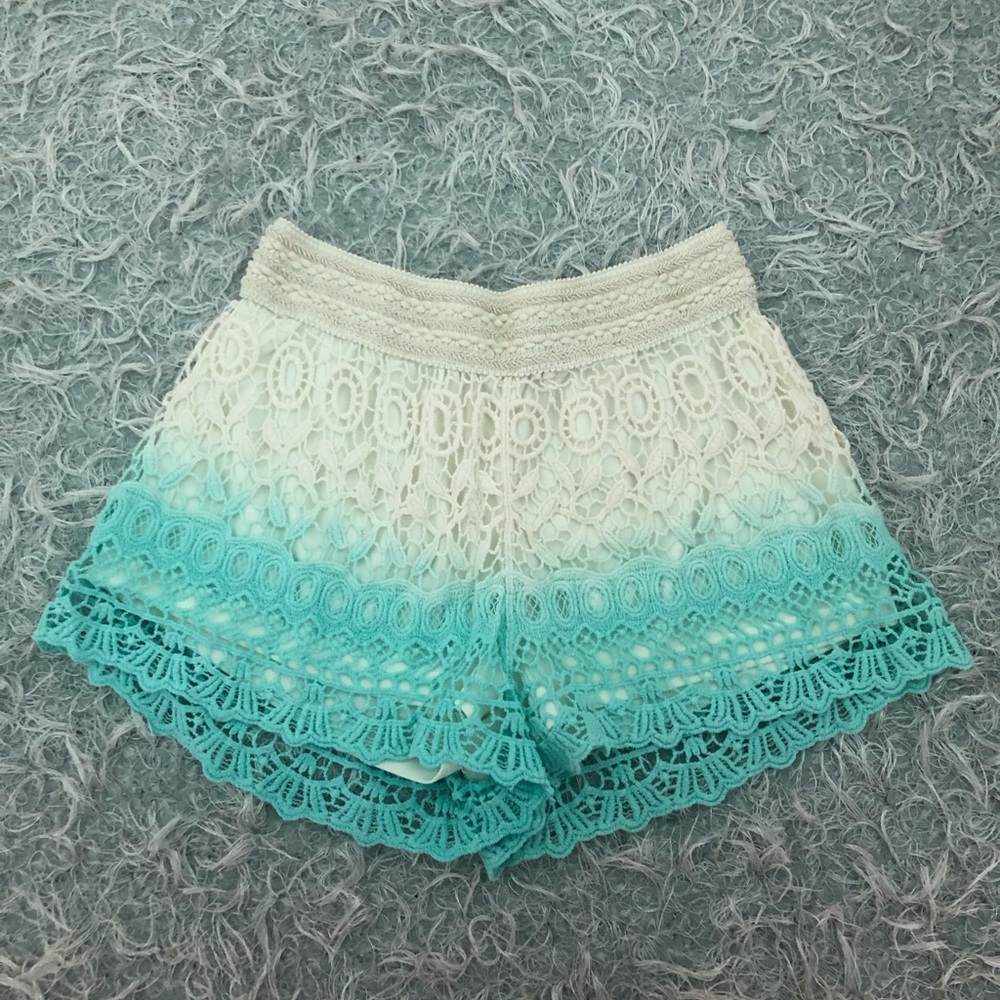 ombré crochet shorts
